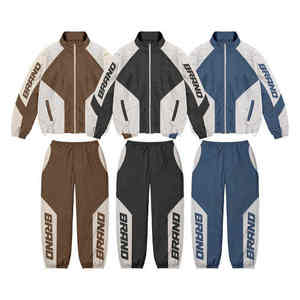 Ensemble de survêtement d'hiver pour homme, qualité supérieure, design personnalisé, respirant, veste coupe-vent en polaire, séchage rapide, fermeture éclair, pantalon assorti - Product Image 1