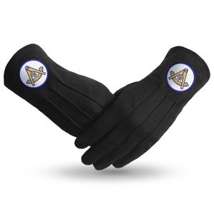 Masonic Regalia Past Master Blue Lodge Gants Noir Avec Emblème D'or Avec Des Bordures Bleues Gants Maçonniques Lodge Doux Et Confortable - Product Image 1
