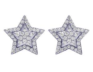 Pendientes de tuerca de diamante cultivado en laboratorio con forma de estrella diseñados en oro de 10 quilates perfectos para mujeres con estilo - Product Image 1