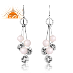 Conception unique Argent Perle Naturelle Pierre Précieuse Boucle D'oreille Conception Personnalisée Bijoux Pour Femmes Cadeau Pour Elle - Product Image 1