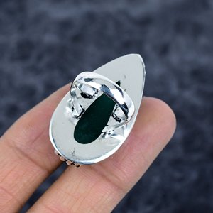 Bague ancienne en forme de poire en argent sterling 925 émeraude verte Bague de bohème faite à la main pour hommes femmes Bague d'anniversaire délicate - Product Image 4