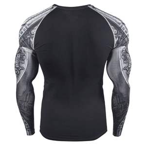 Vêtement de compression MMA pour hommes en gros, sublimé, en spandex/polyester, manches longues, séchage rapide, anti-frottement, respirant pour un sport optimal - Product Image 3