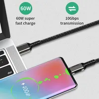 Cable USB 3.2 Gen2 USB-A a Tipo-C, Transferencia de Datos de 10 Gbps, 3A 60W, Cable de Carga Rápida USB-C de Nailon Trenzado con Cobre Estañado
