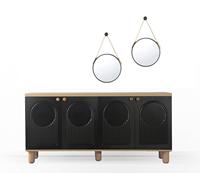 Meuble TV moderne de luxe noir en MDF, compatible avec les téléviseurs de 65 pouces et plus, meuble de salon DOSIN DS2471, table console à fixation murale