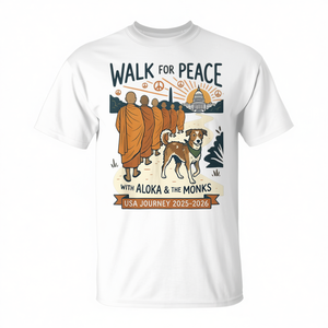 Camiseta Vintage Zen 2025-2026 'Walk for Peace Monks Dog USA Journey' Estilo Vintage Promocional - Product Image 2