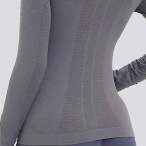 Chemise de sport pour femme, sans couture, respirante, à séchage rapide, compression, manches longues, spandex/polyester, athlétique, course à pied, yoga, fitness - Product Image 5