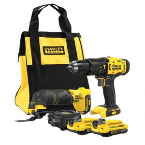 Kit perceuse-visseuse sans fil Stanley avec 2 batteries Li-Ion 2 Ah, chargeur, sac et outil multifonction oscillant inclus - Product Image 2