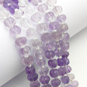 Améthyste ombrée 5-7 MM citrouille sculptée Rondelle perles Agate Melon forme perles Quartz citrouille perles pour la fabrication de bijoux - Product Image 1