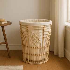 Durable Natural <b>Rattan</b> Round Storage <b>Baskets</b> with Handles Multi-Purpose for Shoes <b>Laundry</b> and Home Decor Handwoven - Product Image 2