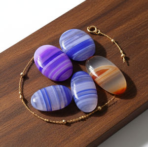 Agate naturelle à bandes, faite à la main, pierre précieuse en vrac de haute qualité, taille libre, cabochons de forme ovale, parfaits pour la cristalthérapie et l'artisanat - Product Image 2