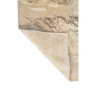 Tapis en laine et soie noués à la main Entropy Ivory, coton biologique, motif abstrait puzzle, pour la maison, le salon, le couloir, tapis polyvalent en jute - Product Image 5