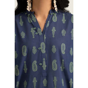 Chemise Jacquard Teinte Bleue pour Femme en Lin et Mousseline avec Logo Brodé et Dentelle, Tailles XL à 4XL, Vêtement Long pour Printemps Automne Y2K - Product Image 4