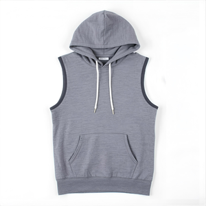 Bienvenido diseño personalizado Sudadera con capucha sin mangas Algodón Fleece Pullover Sudadera Muscle Tank Style con opciones OEM/ODM - Product Image 5