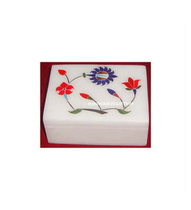 Caja de almacenamiento de joyería con incrustaciones de forma Rectangular de mármol blanco superacabado y más Popular, uso para embalaje de frutas secas, caja de mármol - Product Image 1