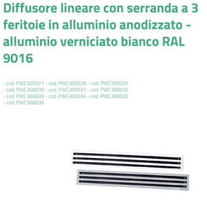 Diffuseur linéaire Tecnosystemi avec amortisseur à 3 fentes en aluminium peint blanc L.800, ventilateur d'extraction PWC300029 - Product Image 5