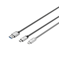 Cable USB-C de Nailon Trenzado de 3m (10 pies) de Cable Factory, Carga Rápida de 15W 3A, Transferencia de Datos y Carga para Teléfonos Móviles