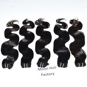 Extensions de cheveux humains indiens à double trame, tissage profond, ondulation naturelle, couleur naturelle noire, peignées à la machine, cuticules alignées - Product Image 3