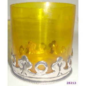 Bougeoir votif décoratif en verre et laiton jaune pour la décoration à la maison - Product Image 1
