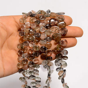 ลูกแพร์แร่ควอทซ์หลายลูกแพร์ธรรมชาติพลอยเจียระไนยาว8นิ้วลูกปัดควอทซ์หลายรูไทล์ลูกปัดพลอย - Product Image 2