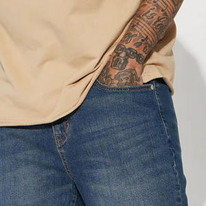 Bermuda d'entraînement en jean stretch pour hommes au meilleur prix/Short délavé en denim uni d'été pour hommes en vente de gros - Product Image 6