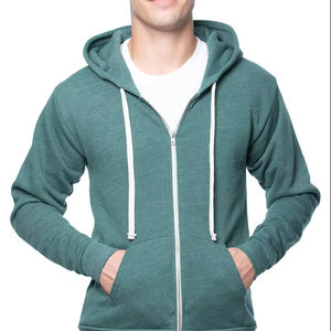 Sweat à capuche unisexe zippé en tissu tri-blend, sweat à capuche zippé intégral en polaire tri-blend - Product Image 1