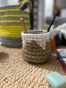 Porte-stylo en rotin naturel biodégradable en gros, organisateur de bureau en jute écologique - Product Image 2