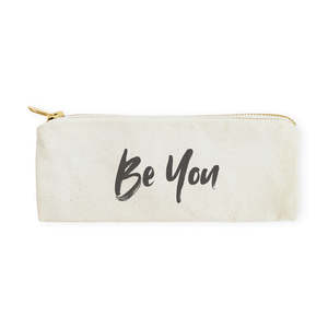 กระเป๋าใส่ดินสอและกระเป๋าเดินทางผ้าแคนวาส Be You พร้อมกระเป๋าใส่ลิปสติกสุดเก๋ - Product Image 1