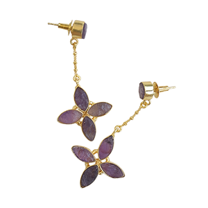 Pendientes de Moda con Amatista Marquise y Perla de Agua Dulce, Chapados en Oro de 14K/18K, Engaste de Bisel en Latón, Joyería para Regalo - Product Image 5