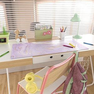 Tapis de souris ergonomique en cuir PVC effet marbre violet, avec repose-poignet en cuir de chamois, résistant à l'eau, pour le bureau et la maison - Product Image 2