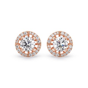 Boucles d'oreilles en diamant rond fin à halo unique, 0,60 ct, diamant de laboratoire en platine, luxe élégant pour mariage et anniversaire - Product Image 2