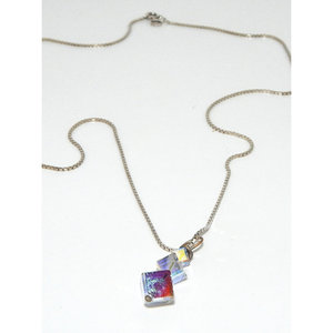 Catena scatola in argento Sterling 925 con cubo di cristallo ciondolo di lusso collane di cristallo - Product Image 2