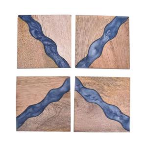 Posavasos de té cuadrados personalizados de nuevo diseño de resina y madera de diseño único, posavasos de gran calidad, alfombrillas y almohadillas aislantes de corcho - Product Image 1