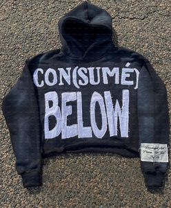 Pull à capuche en coton personnalisé pour hommes, lavage à l'acide, ourlet brut, coupe décolorée au soleil, coudre, appliquer, point de broderie, teinture - Product Image 1