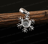 Pendentif en argent sterling 925 de 33 mm en forme de flocon de neige, avec cadre vierge pour résine, cendres, lait maternel ou souvenir, thème hiver, bijou écologique