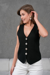 Gilet en tricot de laine et de coton décontracté pour femmes, haut à capuche boutonné élégant et confortable avec design à la mode - Product Image 5