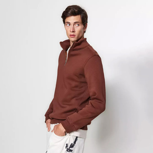 Sudadera de cuello redondo de nueva moda lisa con logotipo personalizado al por mayor, sudaderas de media cremallera de nueva moda - Product Image 3