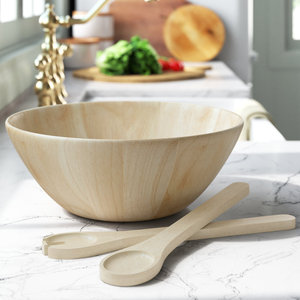 Vente en gros de bol en bois bol de service à salade et soupe japonais en bois de mangue avec cuillère et fourchette grande taille personnaliser la taille de l'Inde - Product Image 6