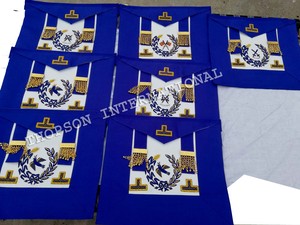 Masonic Regalia Full Dress Delantal Crafted Grand Officers Base de cuero con parche bordado - Product Image 6