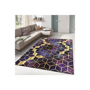 Alfombra impresa Digital con temática de galaxia de oro púrpura hecha a mano, alfombra para sala de estar, patrón rectangular abstracto para decoración de pasillo y coche - Product Image 1