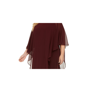 Abito casual in chiffon viola con perline e sovrapposizione, taglie forti, silhouette ampia, lunghezza al ginocchio, per donne africane, taglie XL-3XL - Product Image 2