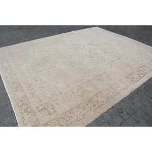 พรมตุรกี ขนาด 9.3x11.6 ฟุต (284x353 ซม.) สีเบจ ลายดอกไม้ สไตล์วินเทจ - Product Image 3