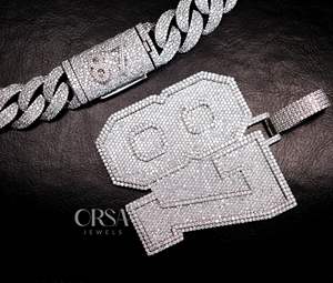 Pendentif en diamant numéro de luxe de qualité supérieure Design glacé avec diamants Moissanite Pendentifs de fête Hip Hop en argent 925 - Product Image 3