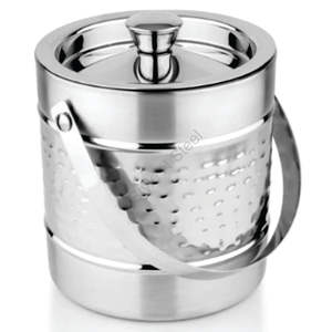 Seau à glace en acier inoxydable de qualité supérieure à l'extérieur martelé CLASSIC Design élégant Bouchon de finition miroir: 1800 ml - Product Image 1