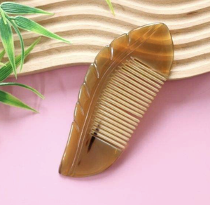 Nuevo peine de cuerno de búfalo de flor pulida con cerdas de color natural, peine de bolsillo y cepillo para Barba - Product Image 5