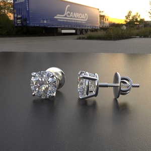 Avarta Jewellery Boucles d'Oreilles Solitaire 1 Carat Or Blanc - Product Image 1