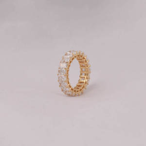 Full Eternity <b>Emerald</b> Cut Lab Grown Diamond Wedding <b>Band</b> 14KT Gold Plated Unisex Certified Conflict Free Bridal Diamond <b>Band</b> - Product Image 4