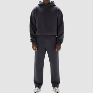 Haute qualité 100% coton unisexe survêtements HeavyWeight 450 Gsm Boxy Style survêtements avec pantalon de survêtement court ensemble d'hiver pour hommes - Product Image 3