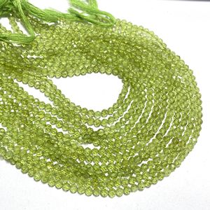 Venta al por mayor ASP GEMS, cuentas facetadas de peridoto de 4mm, soporte de esfera de piedras preciosas Verdes Naturales, agujeros de taladro, hebra de 12 pulgadas para joyería - Product Image 3