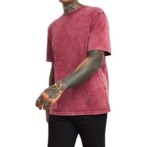 T-shirt personnalisé pour homme en coton 100% délavé à l'acide, style vintage, coupe oversize - T-shirts noirs vierges, impression de logo personnalisée, T-shirt vintage 2026 - Product Image 1