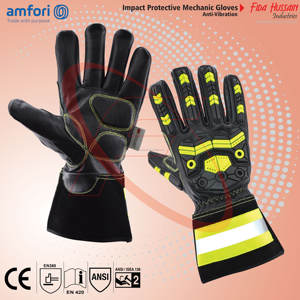 Gants en cuir de champ pétrolier de haute qualité 5 gants de conducteur de protection contre les chocs pour une utilisation en extérieur en gros au Pakistan - Product Image 5